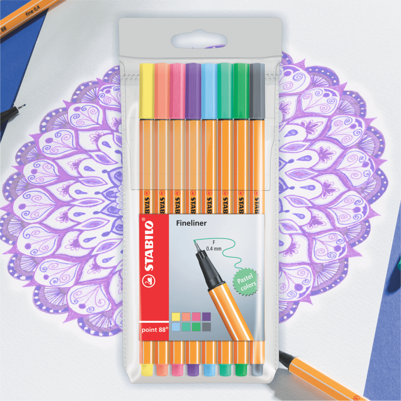 STABILO FINE PEN "POINT 88" PASTEL X 8 UND.