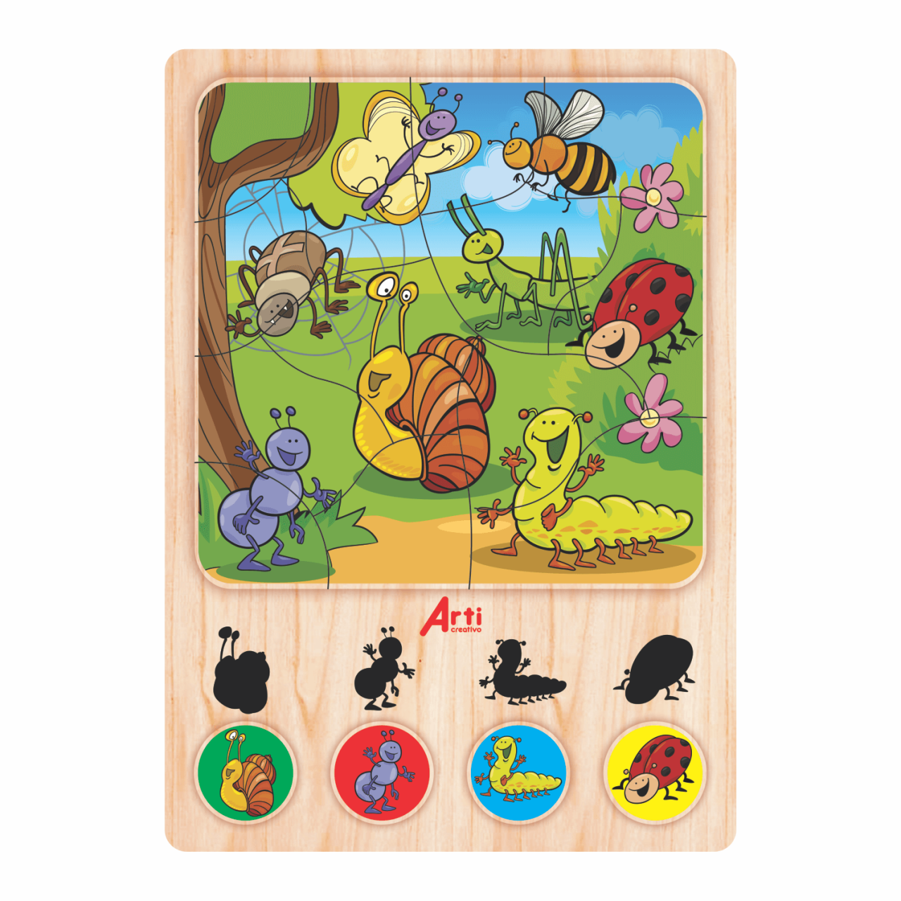 ROMPECABEZAS EN MADERA "BICHITOS" X 17 PZAS. ARTI CREATIVO