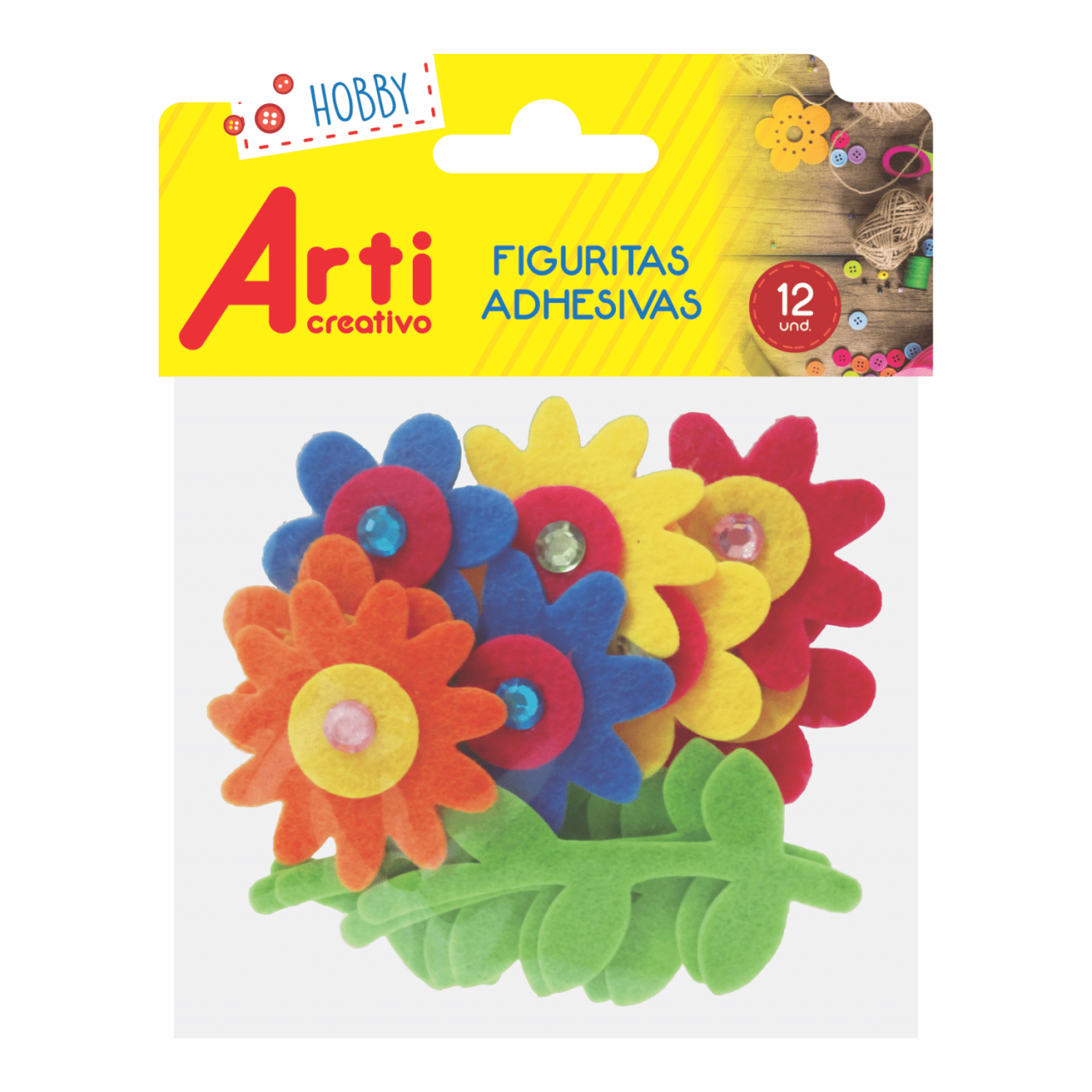 FIGURAS ADHESIVAS "FLORES" X 12 UND. ARTI CREATIVO