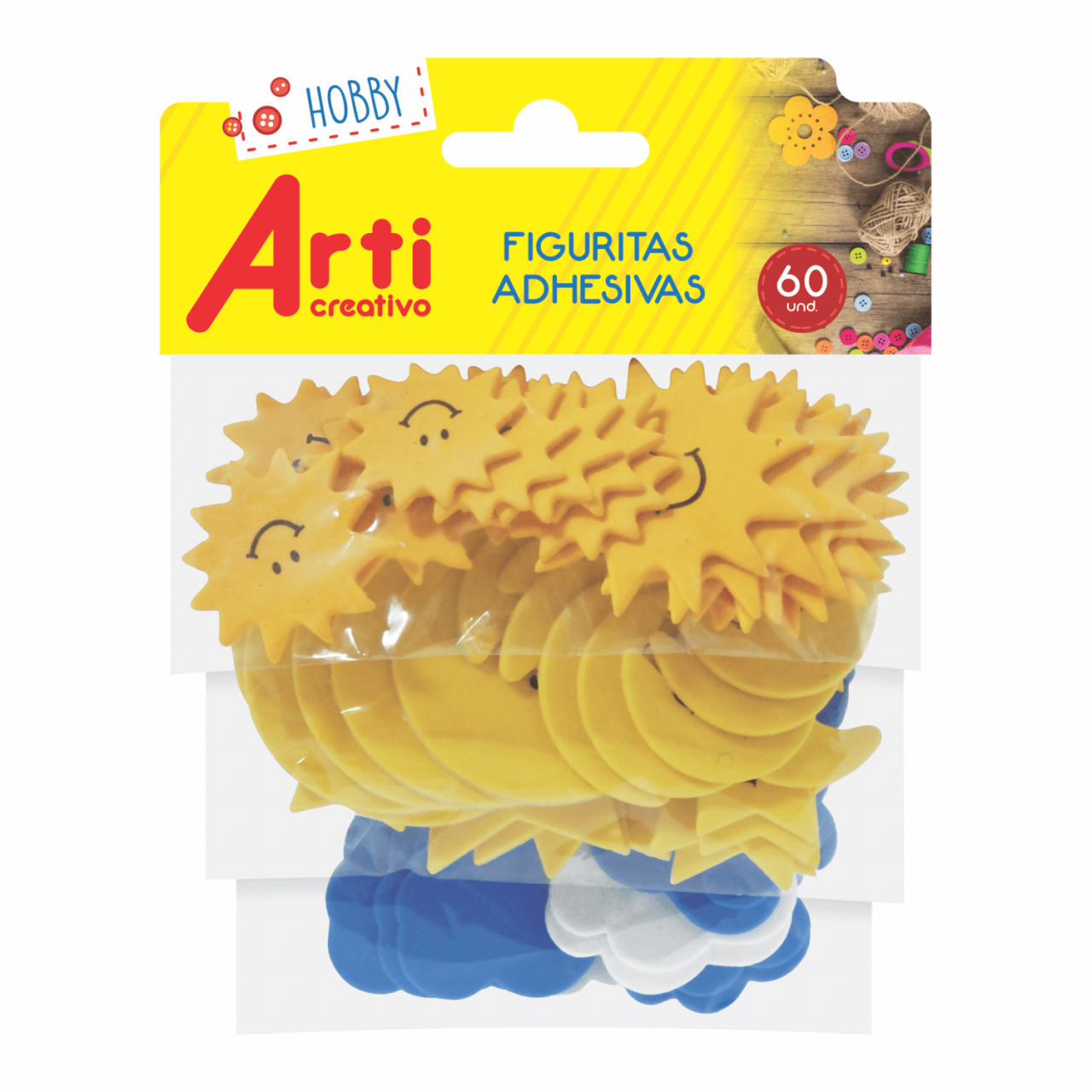FIGURAS ADHESIVAS "SOL Y LUNA" X 60 UND. ARTI CREATIVO