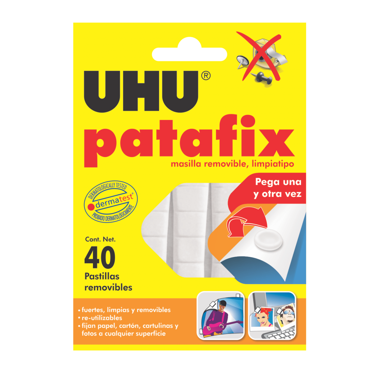 LIMPIATIPO MASILLA REMOVIBLE UHU "PATAFIX" X 40 PZAS.