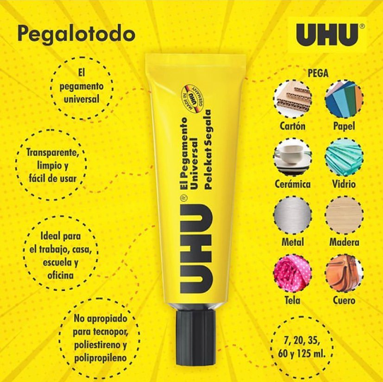PEGAMENTO UNIVERSAL UHU "PEGALOTODO" X 35ML.