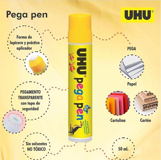 PEGAMENTO TRANSPARENTE UHU "PEGA PEN" X 50ML