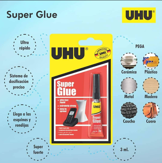 PEGAMENTO UHU "SUPER GLUE" X 3 ML.