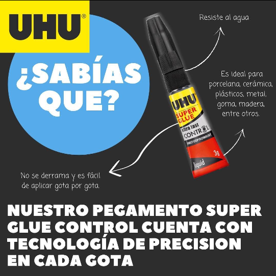 PEGAMENTO UHU "SUPER GLUE CONTROL" X 3ML.