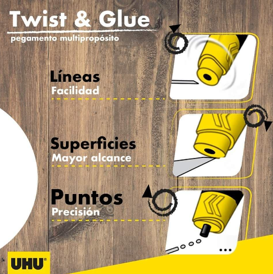 PEGAMENTO UNIVERSAL UHU "TWIST & GLUE" X 35 ML.