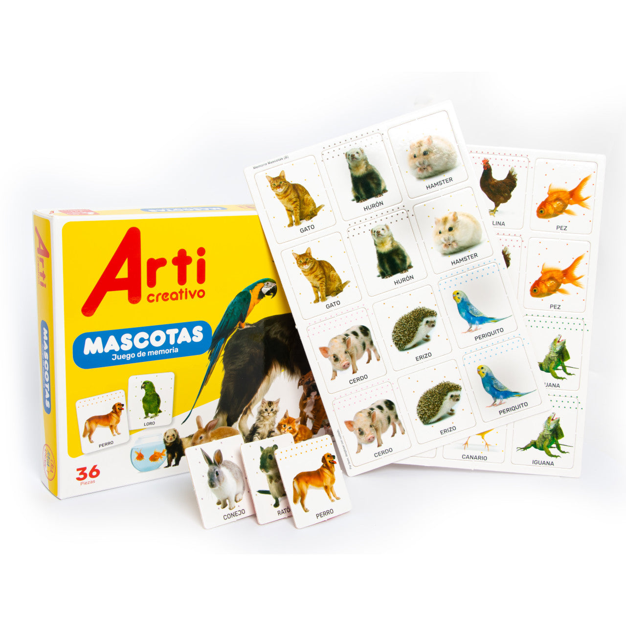 JUEGO DE MEMORIA: MIS MASCOTAS X 36 PZAS. ARTI CREATIVO
