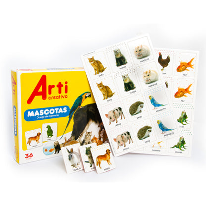 JUEGO DE MEMORIA: MIS MASCOTAS X 36 PZAS. ARTI CREATIVO