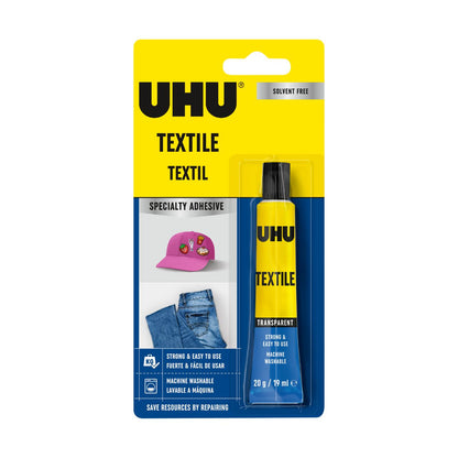 PEGAMENTO PARA TEXTILES UHU "TEXTILE" X 19 ML - BLISTER