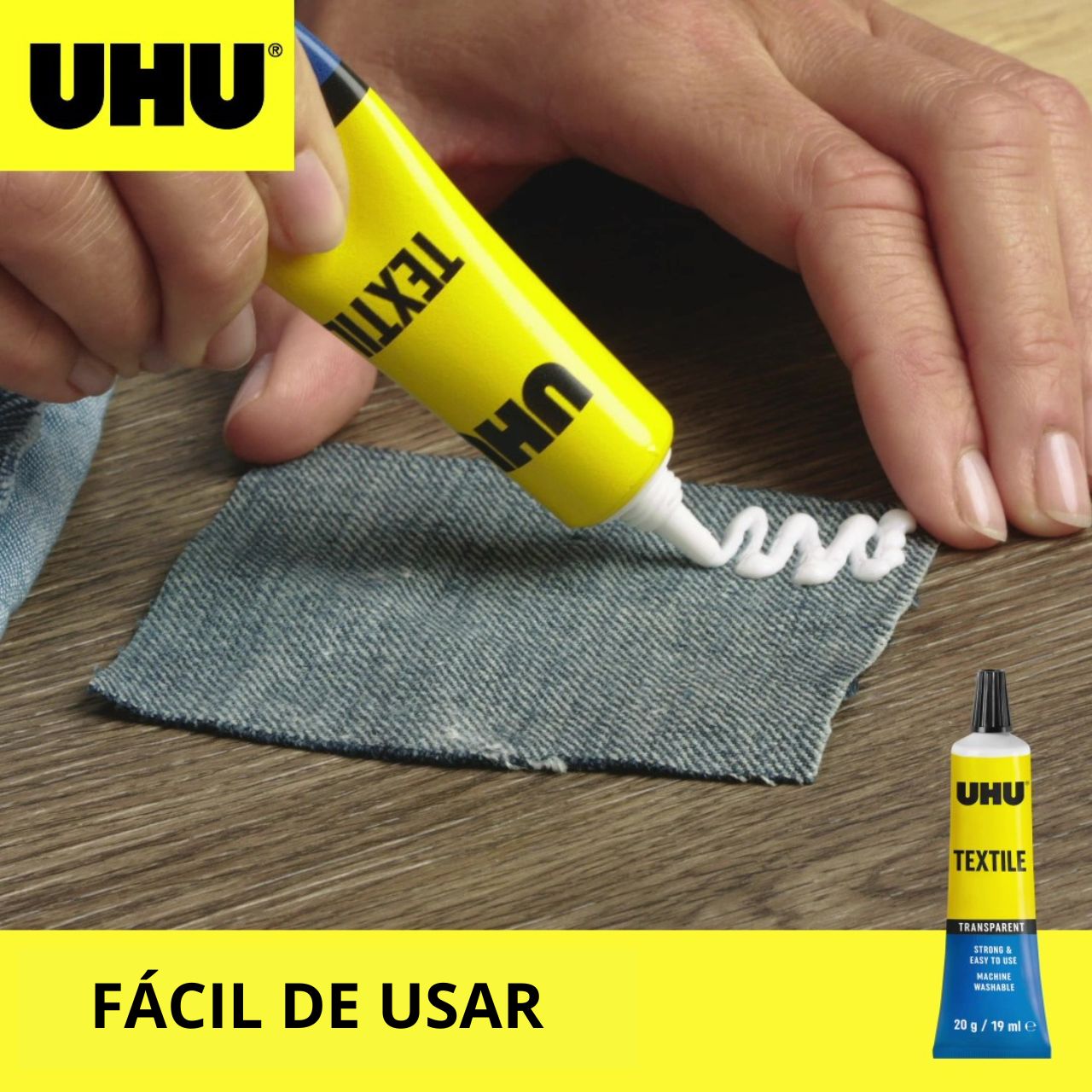 PEGAMENTO PARA TEXTILES UHU "TEXTILE" X 19 ML - BLISTER