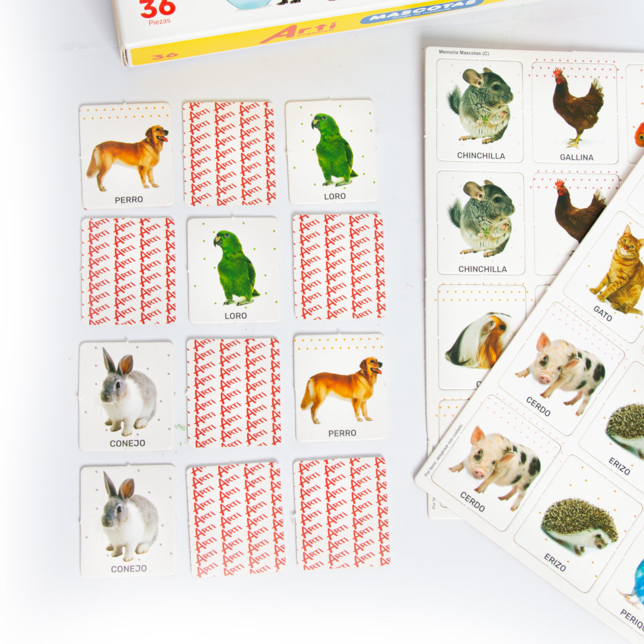 JUEGO DE MEMORIA: MIS MASCOTAS X 36 PZAS. ARTI CREATIVO
