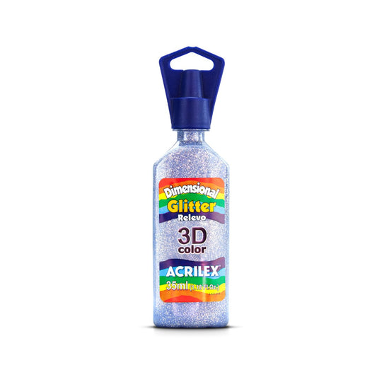 PINTURA ACRILEX DIMENSIONAL GLITTER 3D - PLATA