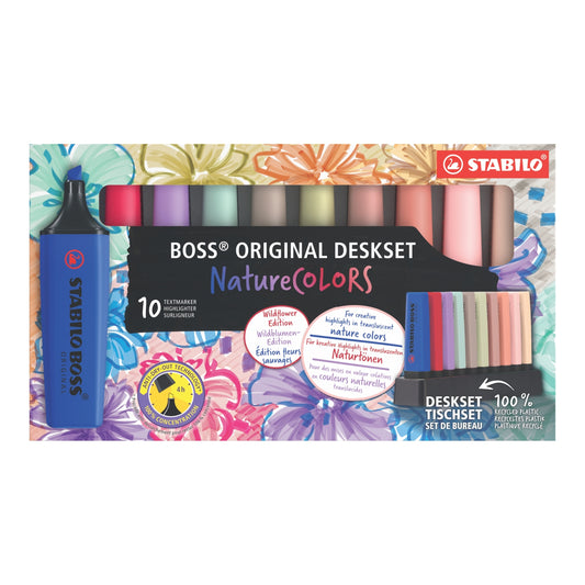 RESALTADORES STABILO BOSS DESKSET NATURECOLORS WILDFLOWERS X 10 UND.