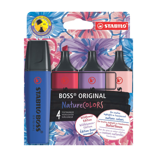RESALTADORES STABILO BOSS ORIGINAL NATURECOLORS WILDFLOWERS X 4 UND.