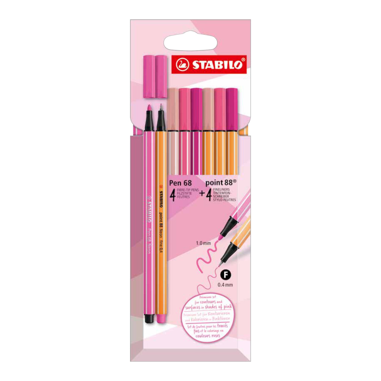 STABILO SHADES OF PINK SET - POINT 88 + PEN 68 - 8 UND.