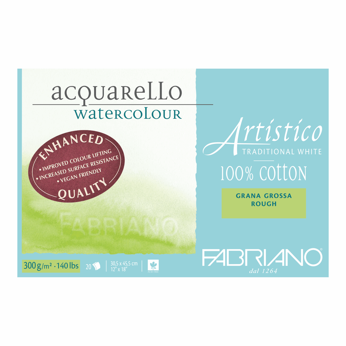 BLOCK WATERCOLOUR 100% ALGODÓN FABRIANO 20 HOJAS 300 GRAMOS