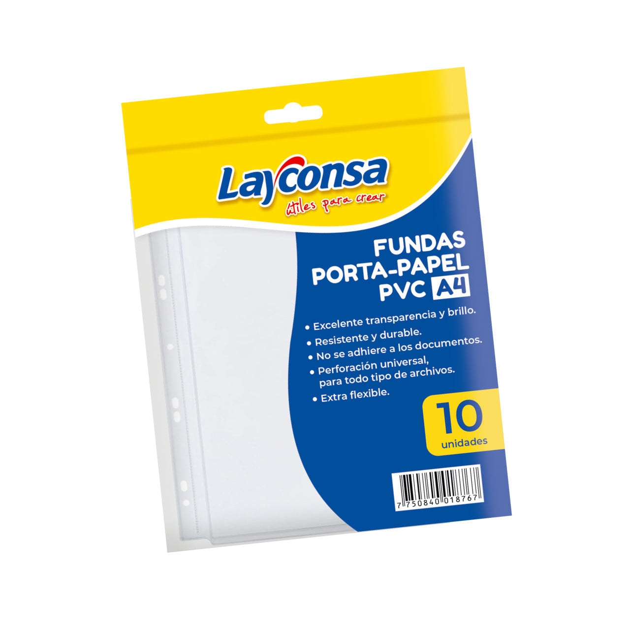 Funda Portapapeles PVC Layconsa A4 bolsa x 10 und