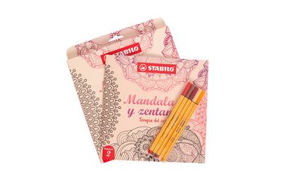 LIBRO DE MANDALAS Y ZENTANGLE STABILO VOLUMEN 2 + 5 FINE PEN STABILO POINT 88