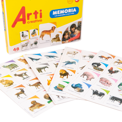 JUEGO DE MEMORIA: LOS ANIMALES Y SUS CRÍAS X 48 PZAS. ARTI CREATIVO
