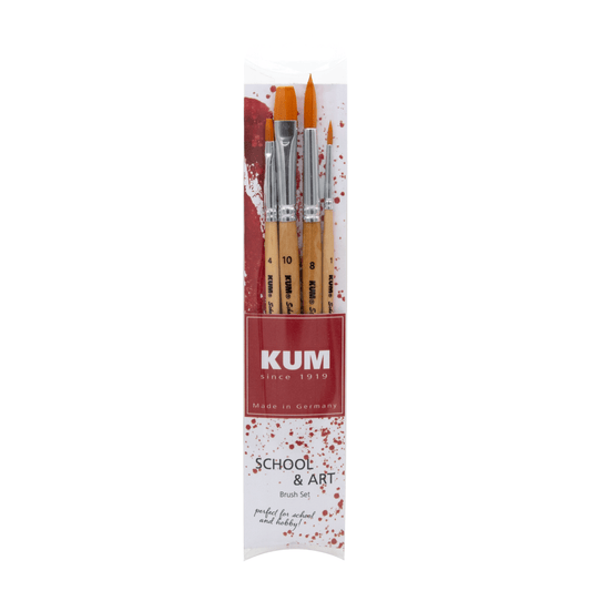 KUM SET DE PINCELES SCHOOL & ART SURTIDO X 4 UND.