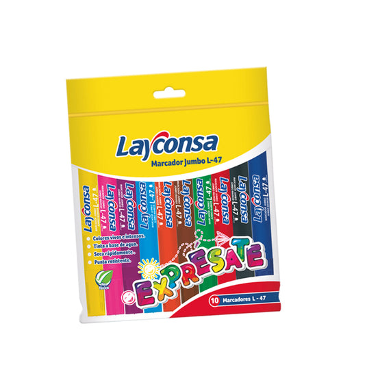 Marcador Layconsa Jumbo L-47 Estuche x 10 Colores NT