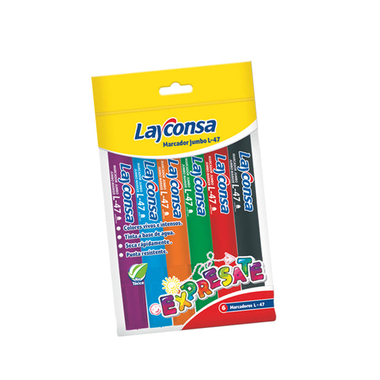 Marcador Layconsa Jumbo L-47 Estuche x 6 Colores NT