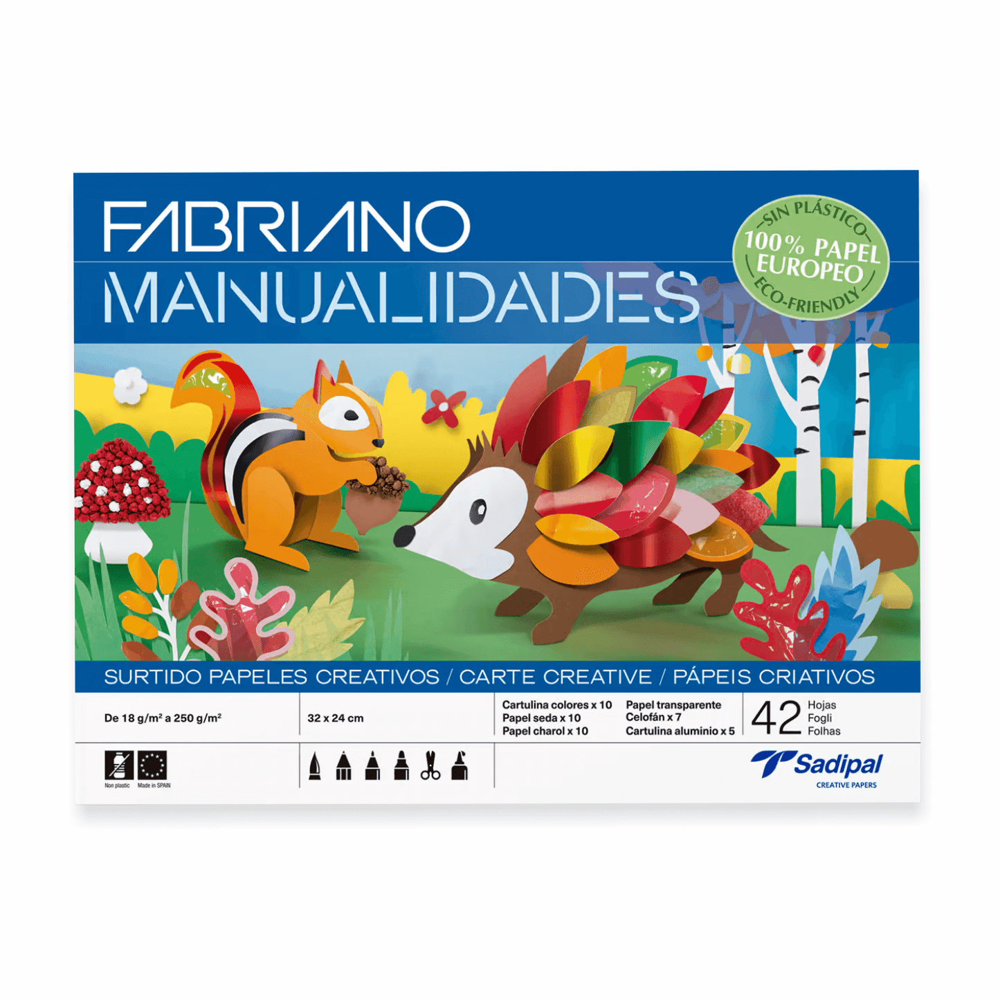 BLOCK SADIPAL MANUALIDADES SURTIDO PAPELES CREATIVOS  X 42 HJS 100% PAPEL EUROPEO