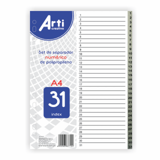 SEPARADORES NUMÉRICOS A4 ARTI CREATIVO