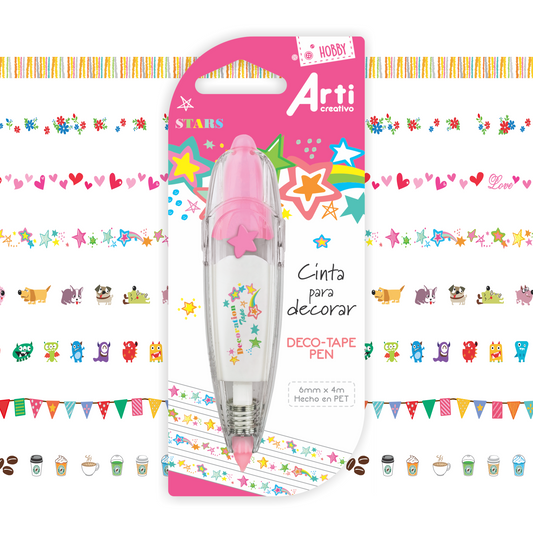 CINTA DECORATIVA "DECO TAPE PEN" ARTI CREATIVO CAJA X 8 UNDS.