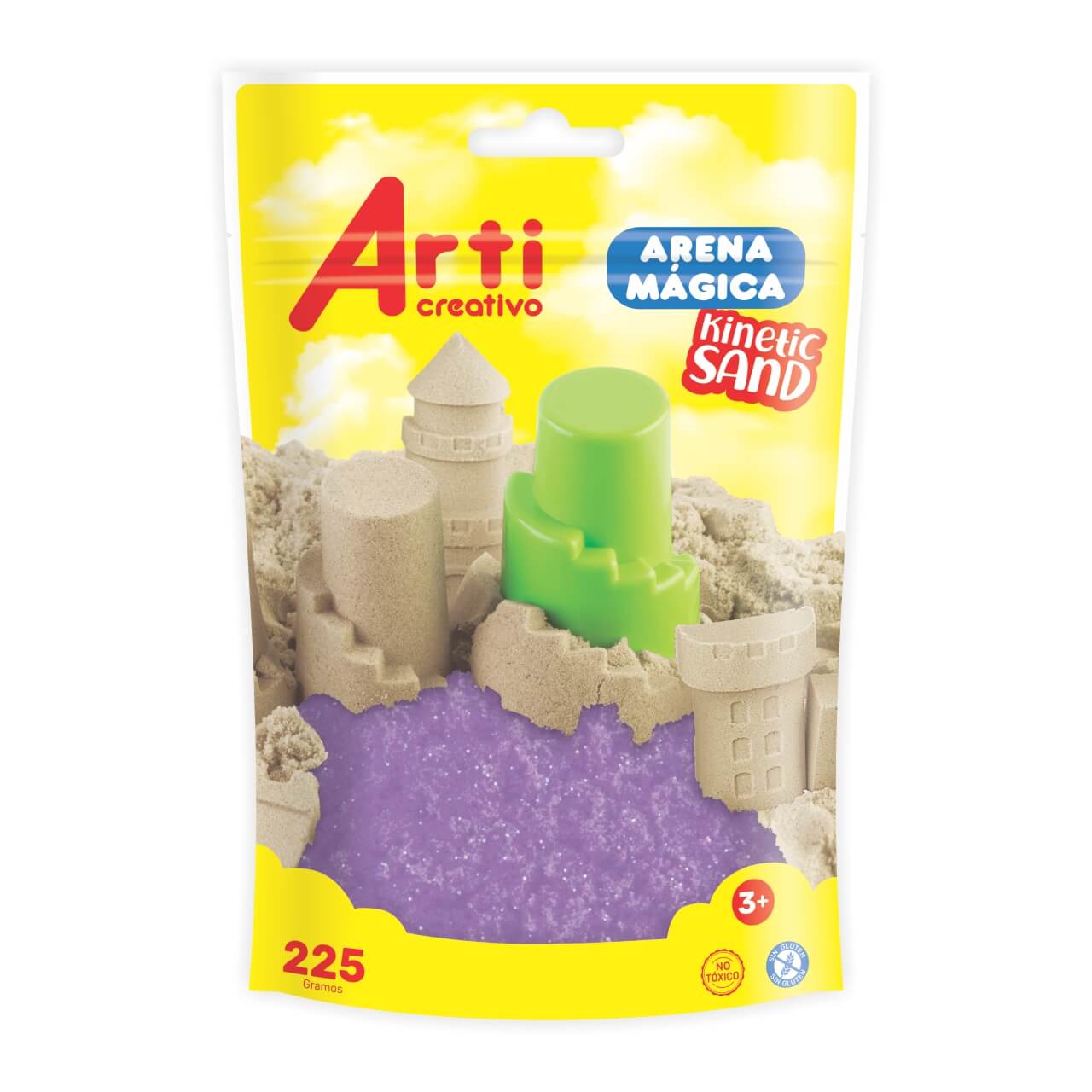 ARENA MÁGICA ZIPLOC COLOR MORADO GLITTER ARTI CREATIVO X 225 GR.