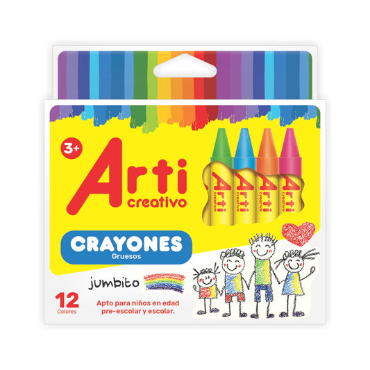 CRAYONES GRUESOS JUMBITO X 12 UND. ARTI CREATIVO