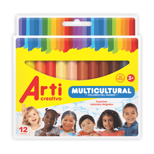 CRAYONES MULTICULTURALES "COLORES DEL MUNDO" X 12 UND. ARTI CREATIVO