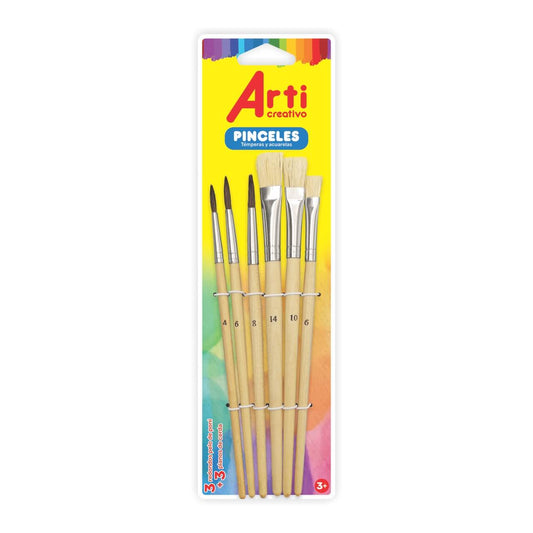 SET DE PINCELES SURTIDOS ARTI CREATIVO X 6 UND.