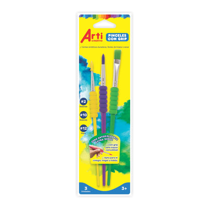PINCELES CON GRIP SET X 3 PCS. # 2, 10, 12