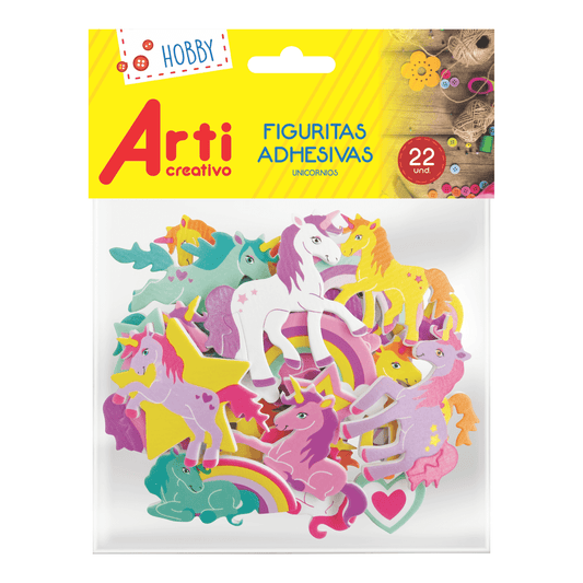 FIGURAS ADHESIVAS "UNICORNIOS" X 35 UND. ARTI CREATIVO