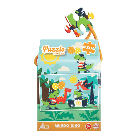 ROMPECABEZAS DE REGALO "MUNDO DINO" X 30 PZAS. ARTI CREATIVO