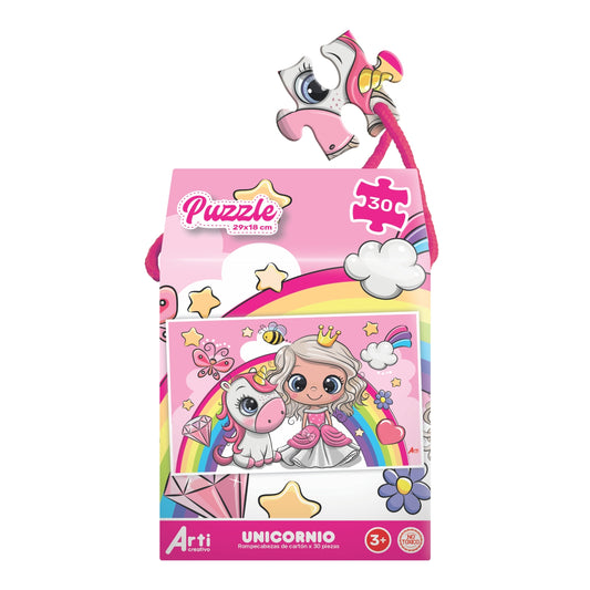 ROMPECABEZAS DE REGALO "UNICORNIO" X 30 PZAS. ARTI CREATIVO