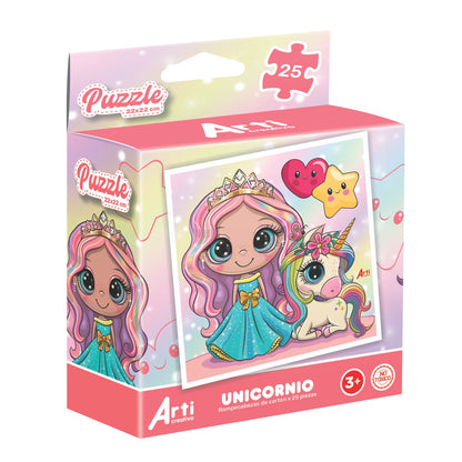 ROMPECABEZAS CARTON X 25PZA UNICORNIO 22X22CM