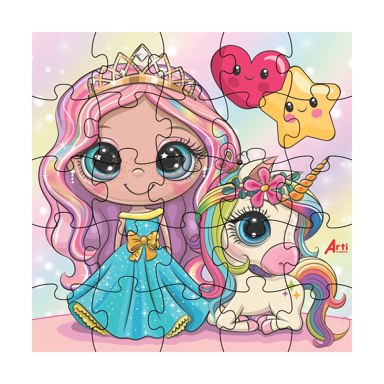 ROMPECABEZAS CARTON X 25PZA UNICORNIO 22X22CM