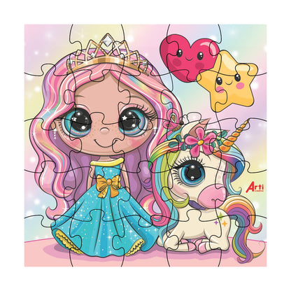 ROMPECABEZAS CARTON X 25PZA UNICORNIO 22X22CM
