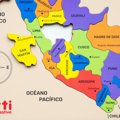 MAPA DEL PERU ROMPECABEZAS DE MADERA  X 26 PZA