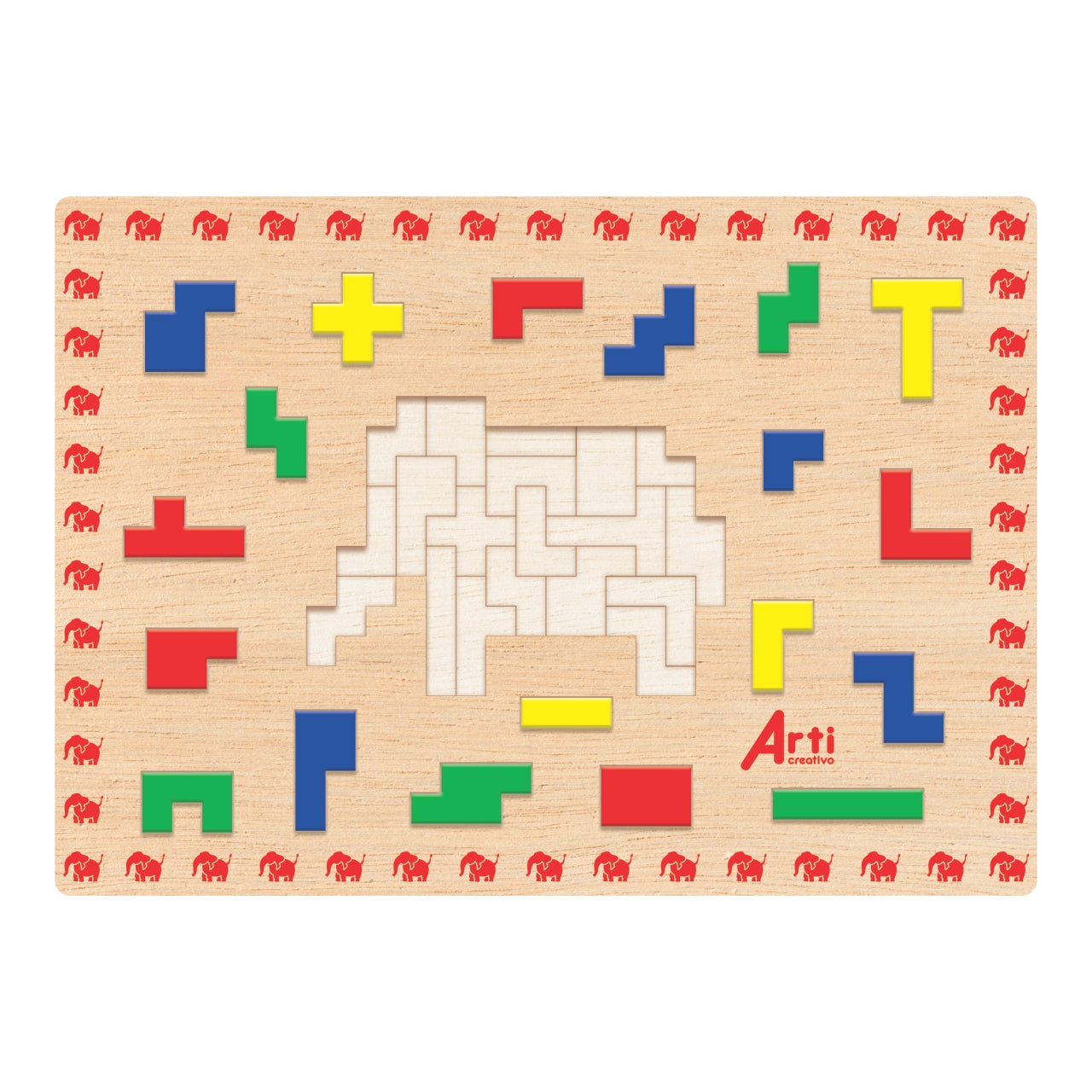 JUEGO DE ENCAJE MADERA ELEPHANT-TANGRAM X 20 PZA