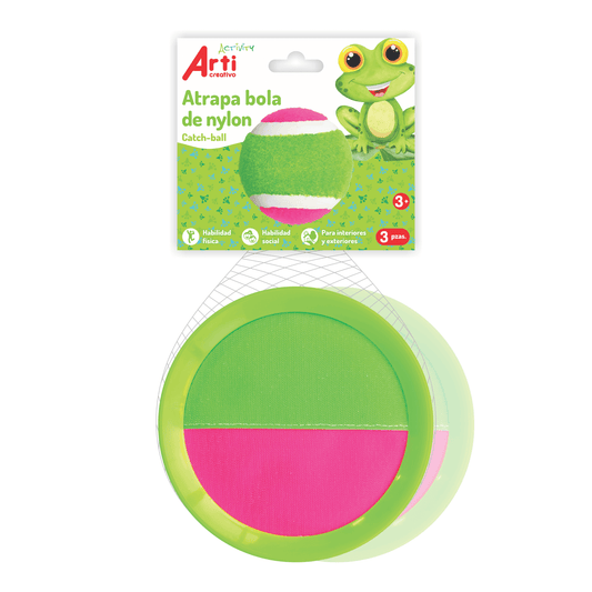 ATRAPA-BOLA NYLON ROSADO-VERDE X 3 PZAS. - ARTI CREATIVO ACTIVITY