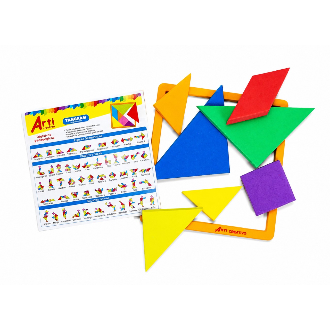 TANGRAM: JUEGO DE EXPLORACION EN GOMA EVA X 7 PIEZAS - ARTI CREATIVO