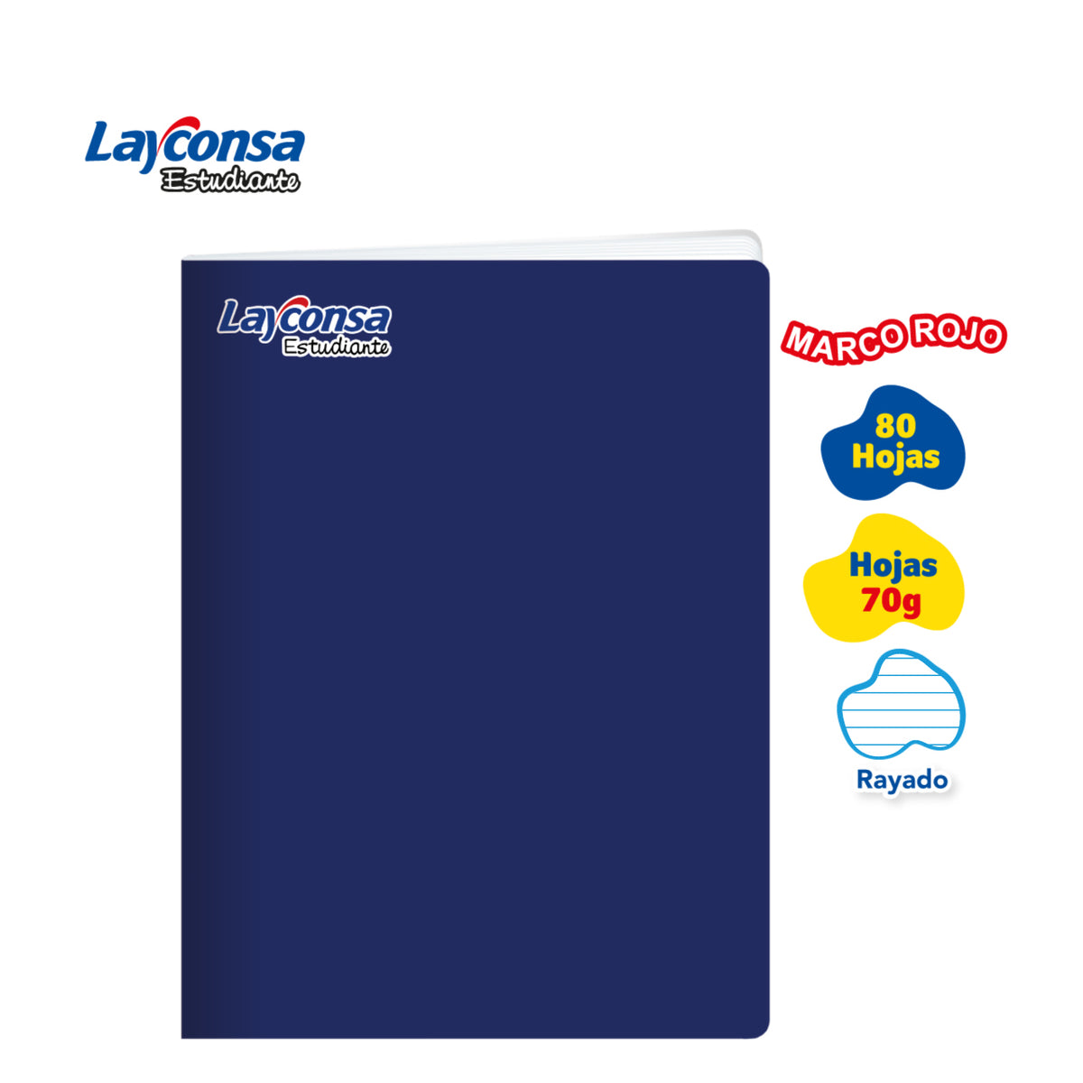 CUADERNO RAYADO LAYCONSA ESTUDIANTE A4 MARCO ROJO 80 HOJAS