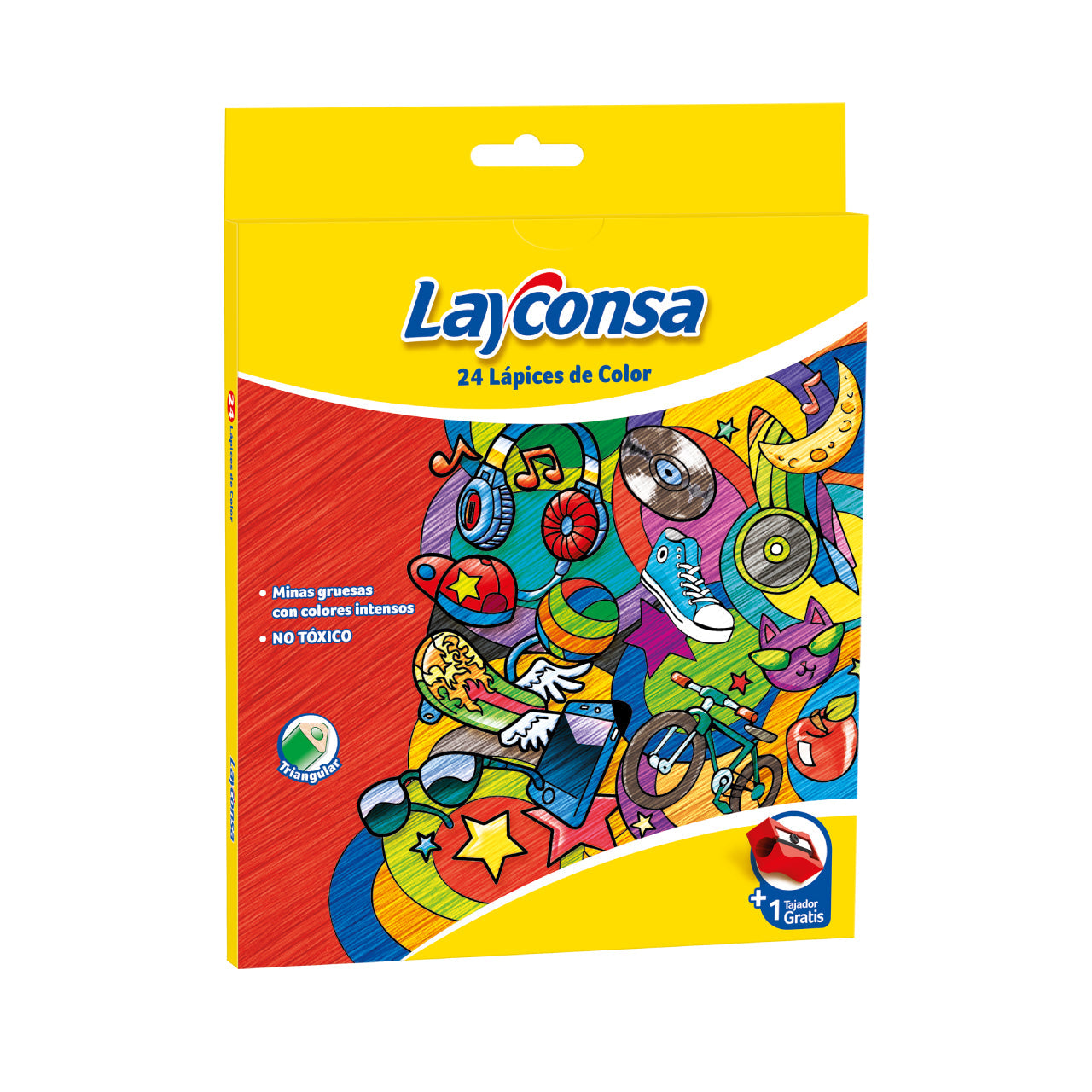 Lápiz Color Layconsa Largos x 24 Triangular