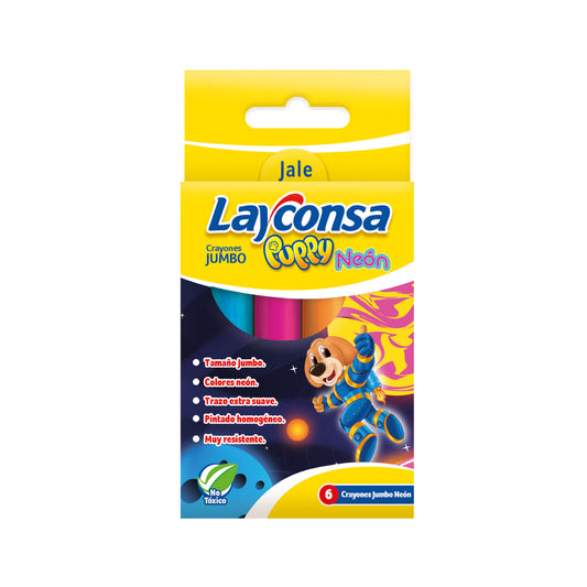 Crayón Layconsa Puppy Jumbo x 6 Neón