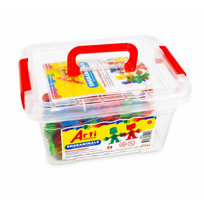 JUEGO DE CONSTRUCCIÓN Y ENGRANAJE: ENGRANIMALS X 24 PIEZAS - ARTI CREATIVO
