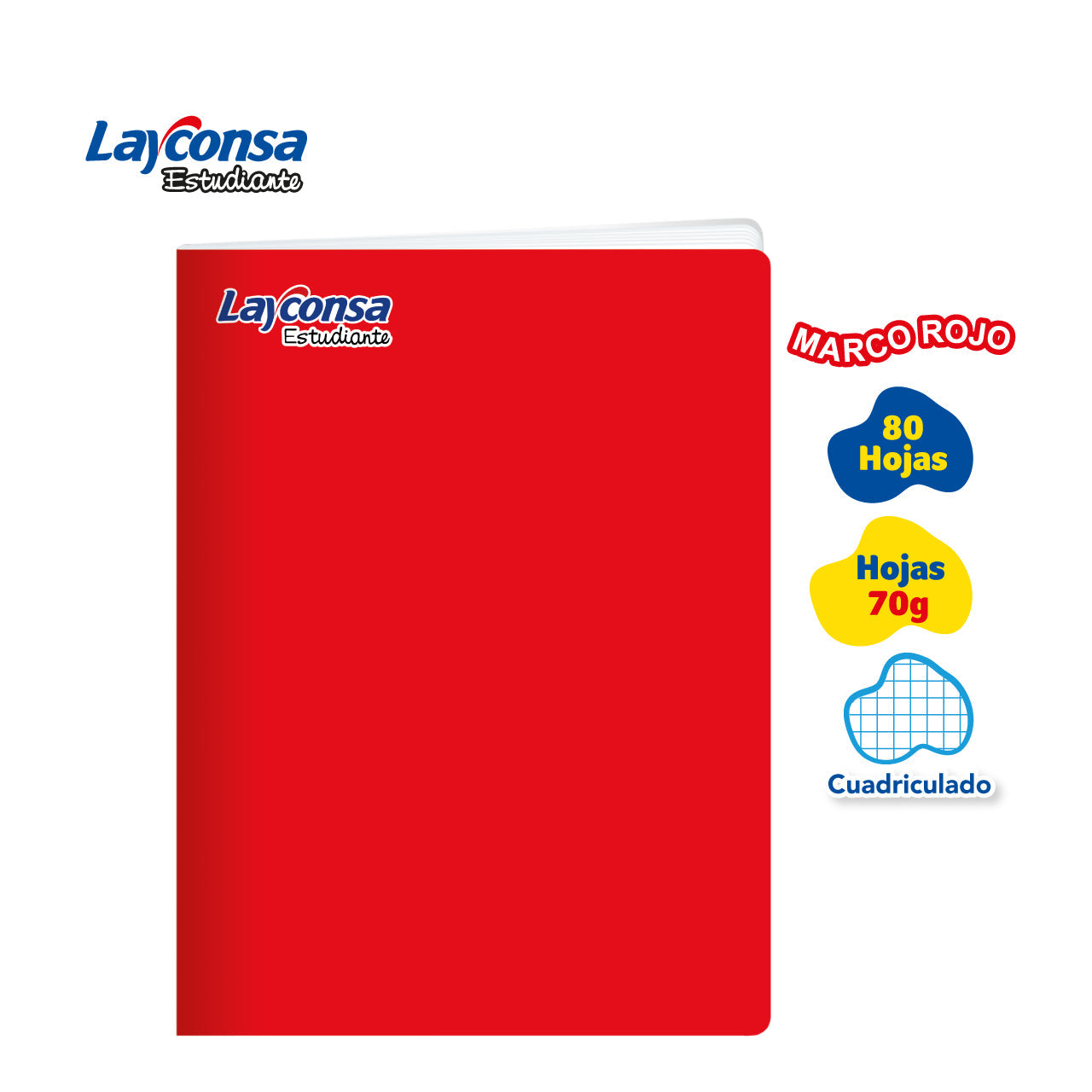 Cuad. Grap. A4 Cuadr. 80 H Layconsa Estudiante - Rojo
