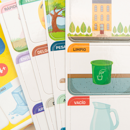 JUEGO DE CARTILLAS Y MEMORIA "OPUESTOS" X 32 PZAS. ARTI CREATIVO